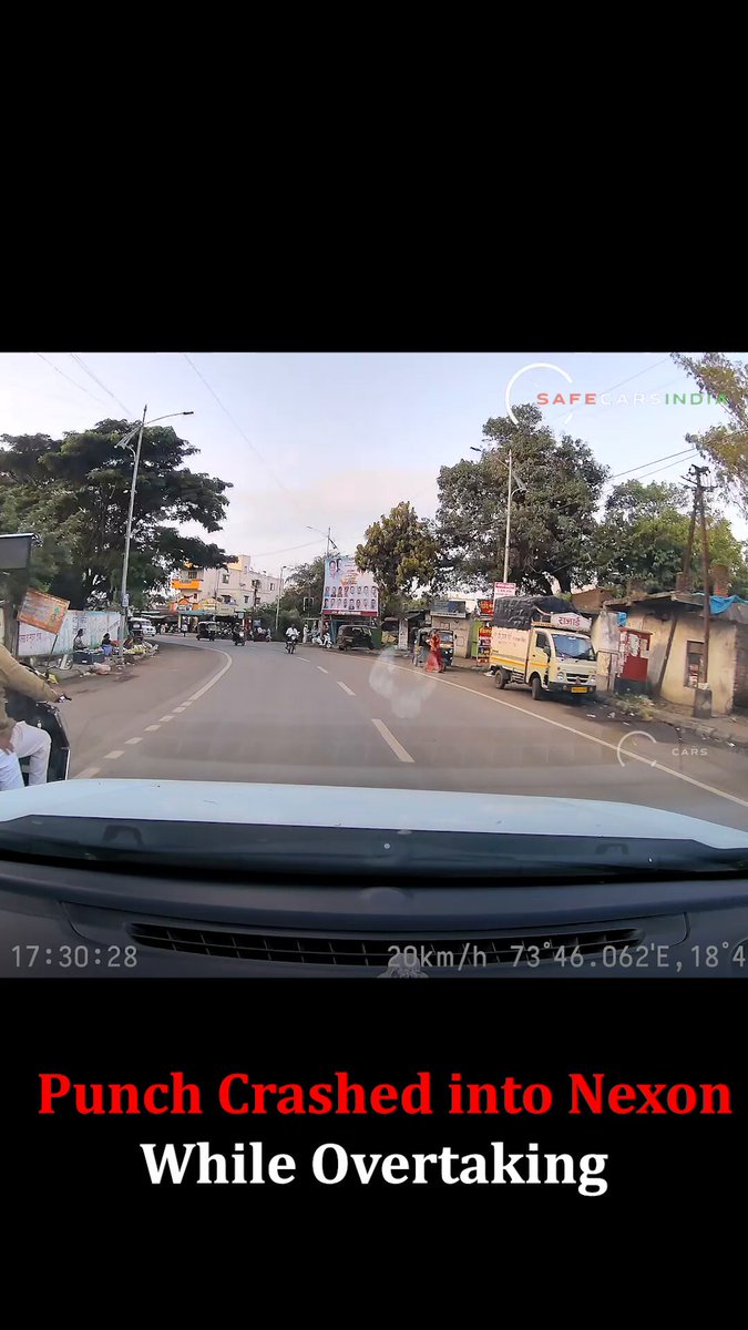 Details shared by Sandeep Gade Punch driver came on the wrong side while overtaking and hit my car. After the accident, he blamed me, but after reviewing the dashcam footage, he accepted responsibility and agreed to compensate me. #driveresponsibly