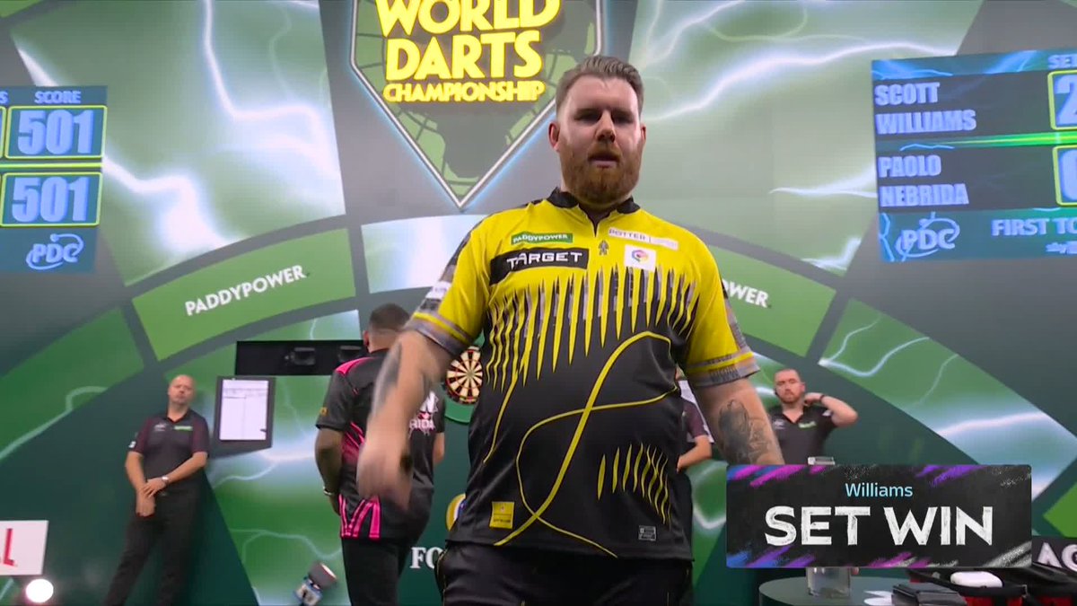 WILLIAMS IN COMMAND! This is some game! Both players are averaging in excess of 99, but it's Scott Williams who establishes a two-set buffer against Paolo Nebrida! 📺 #WCDarts | R1