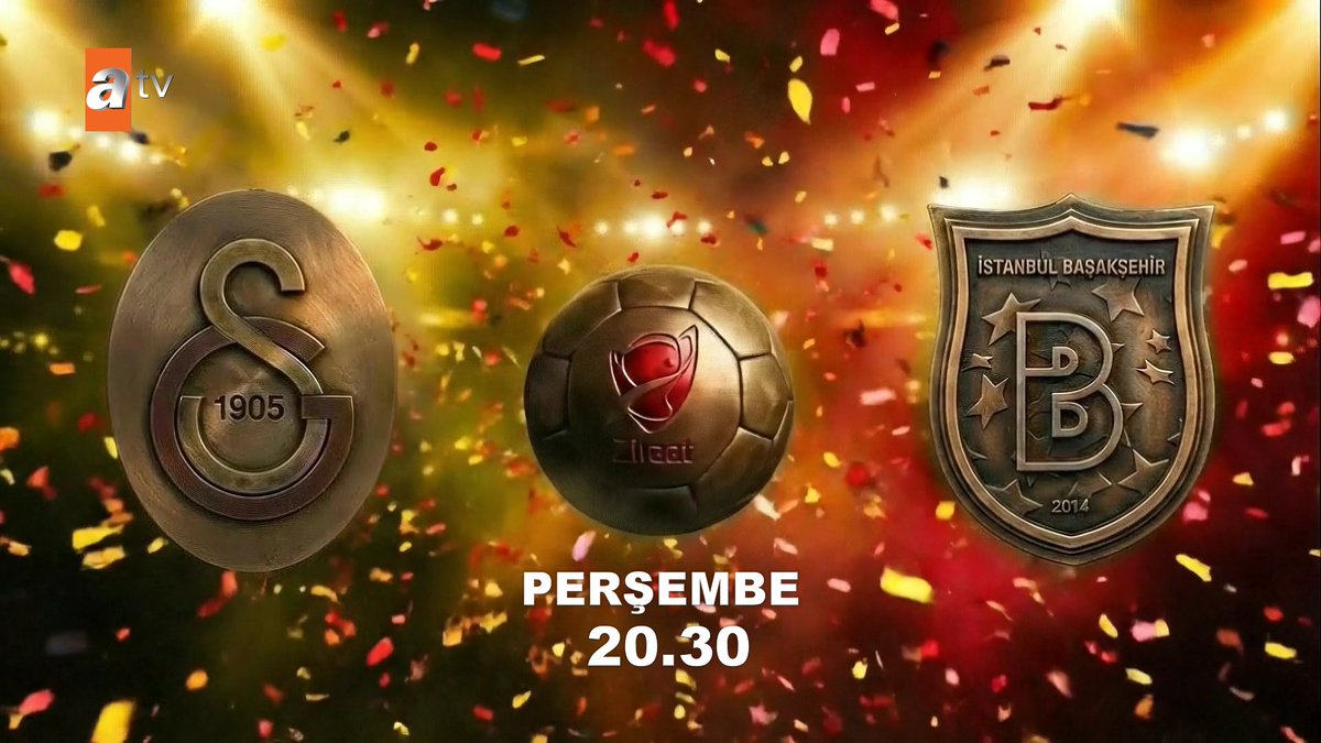 📺 Galatasaray - Başakşehir maçı Perşembe günü saat 20.30'da ATV'de yayınlanacak.