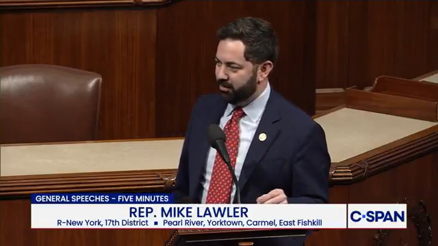 .Congressman Mike Lawler: "We have put those bills forward on the floor in two separate discharge petitions. Eleven Republicans have signed onto those discharge petitions. Now, why is that necessary? Because House Republican leadership will not allow a vote. It is idiotic and shameful!"