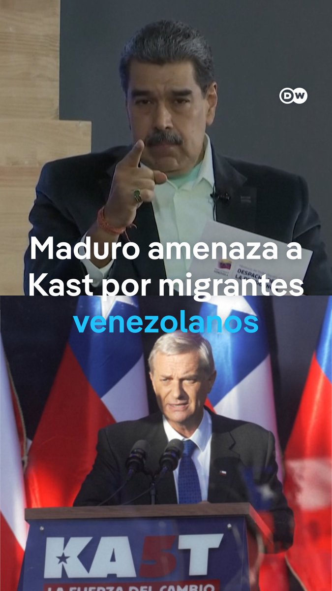 Maduro a #Kast: "Usted podrá ser seguidor de Hitler" "Pero cuidadito le toca un pelo a un venezolano" Nicolás #Maduro lanzó un duro mensaje contra el presidente electo de Chile, José Antonio Kast, y le exigió "respetar a los venezolanos”. Maduro reacciona así a las promesas de Kast de deportar a #migrantes irregulares, la mayoría procedentes de Venezuela. /cmw