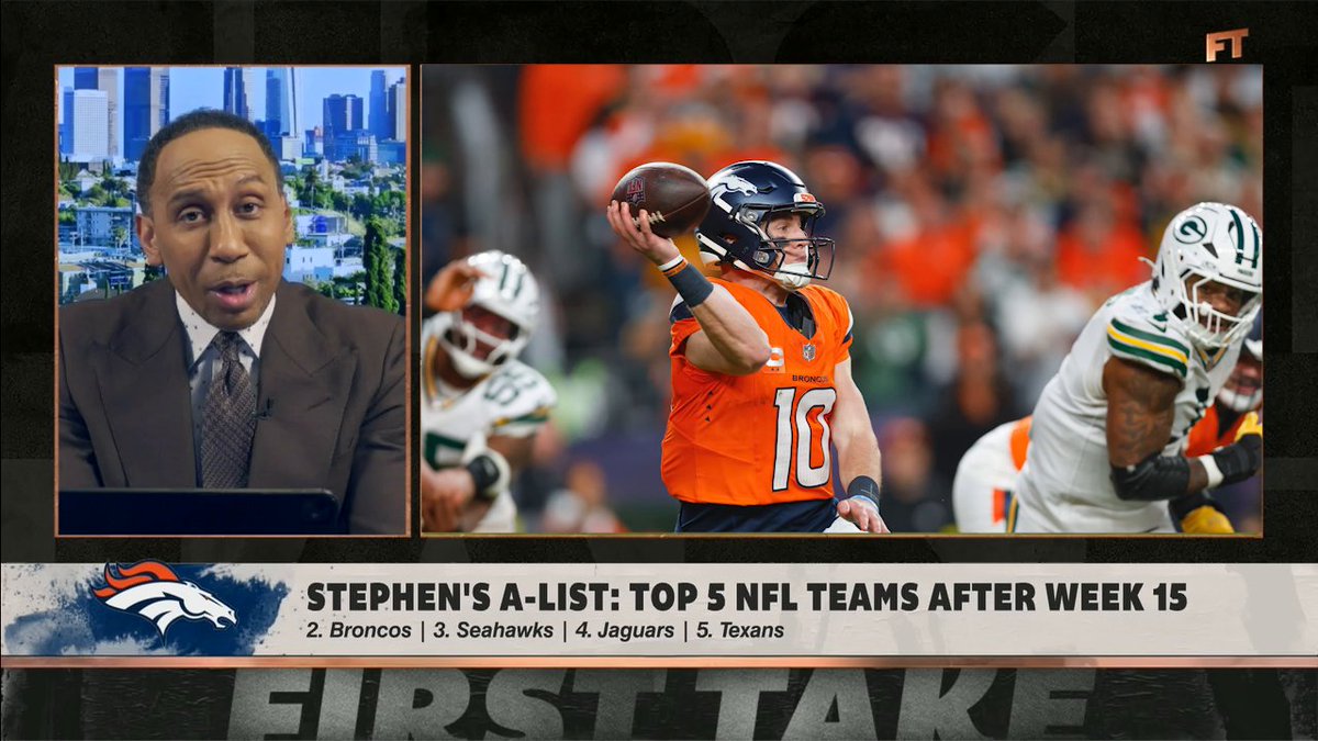 .Stephen A Smith shares his list of top five NFL teams after Week 15 🔥
