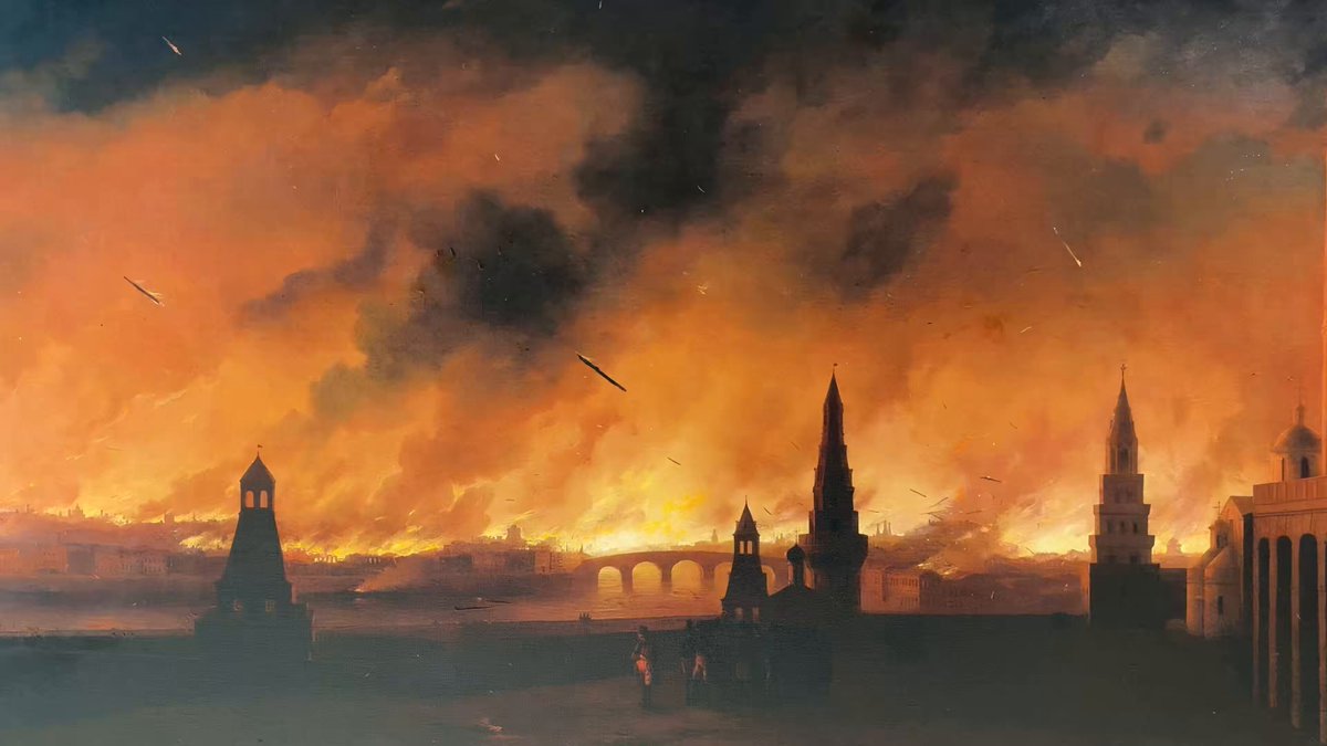 They say this painting is kept in the kremlin and hidden from public view. moscow on Fire, 1851 🇺🇦 Ivan Aivazovsky