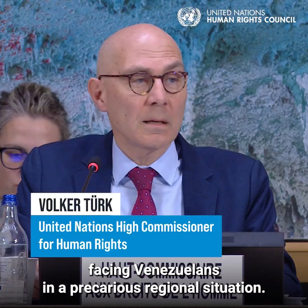 #Venezuela: At Human Rights Council, UN Human Rights chief Volker Türk expresses deep concern about the human rights impact of intensifying US military pressure, reiterates call to #UnitedStates to use "well-established law-enforcement methods" to counter illicit drug trafficking