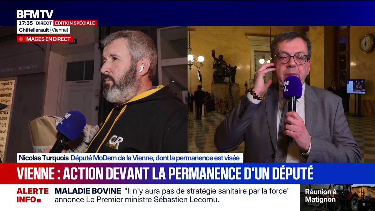 🚨ALERTE INFO Des agriculteurs de la Vienne mènent une action devant la permanence d´un député macroniste.
