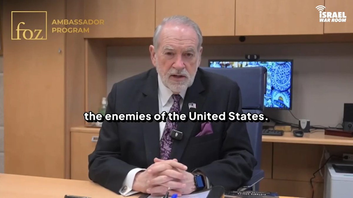 🇺🇸 🇮🇱 U.S Ambassador to Israel Mike Huckabee: “The enemies of Israel are the enemies of the United States.” “Terror plots that could have killed Americans were thwarted because of the intelligence sharing we have with Israel."