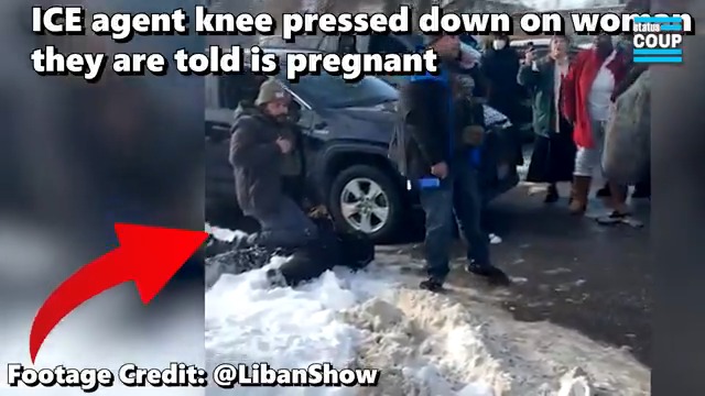 An ICE agent in Minneapolis pinned a pregnant woman’s face into the snow and knelt on her. Agents then dragged her into the middle of the street. Absolutely sickening.