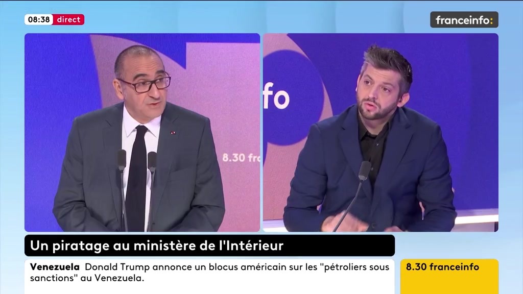 🔴 Un piratage au ministère de l'Intérieur ➡️ "L'enquête est d'abord judiciaire pour essayer de retrouver très vite l'auteur. [...] On sait qu'il y a eu des compromissions, dont on ne connaît pas l'ampleur", dit Laurent Nunez, ministre de l'Intérieur
