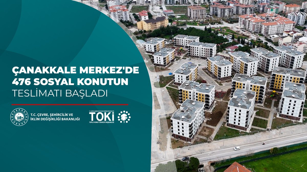 🏘️ Çanakkale Merkez'de 4️⃣7️⃣6️⃣ sosyal konut inşa ettik. 🗓️ 1️⃣5️⃣-3️⃣0️⃣ Aralık 2️⃣0️⃣2️⃣5️⃣ tarihleri arasında hak sahiplerine teslim edilecek. 🍀 Vatandaşlarımıza yeni yuvalarında huzurlu, sağlıklı ve mutlu bir yaşam dileriz. 📌 Teslim programı için👇