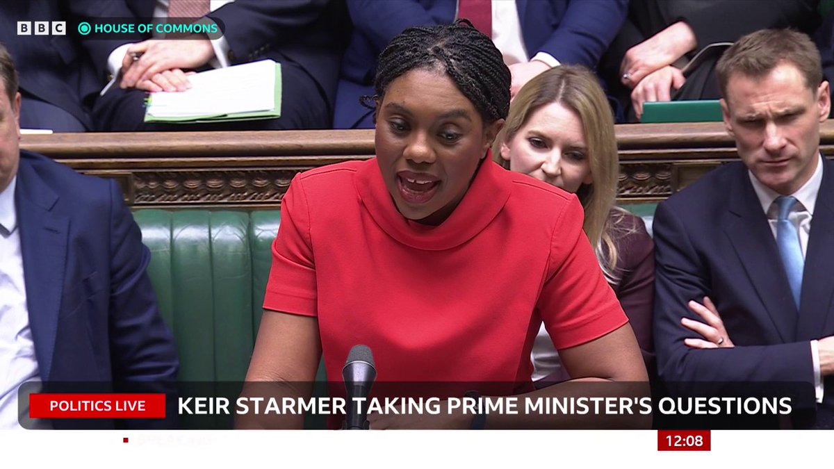 Kemi Badenoch says unemployment has risen every month the PM has been in office Keir Starmer replies by saying under the Conservative government, unemployment averaged "5.4% higher than it is today" #PMQs