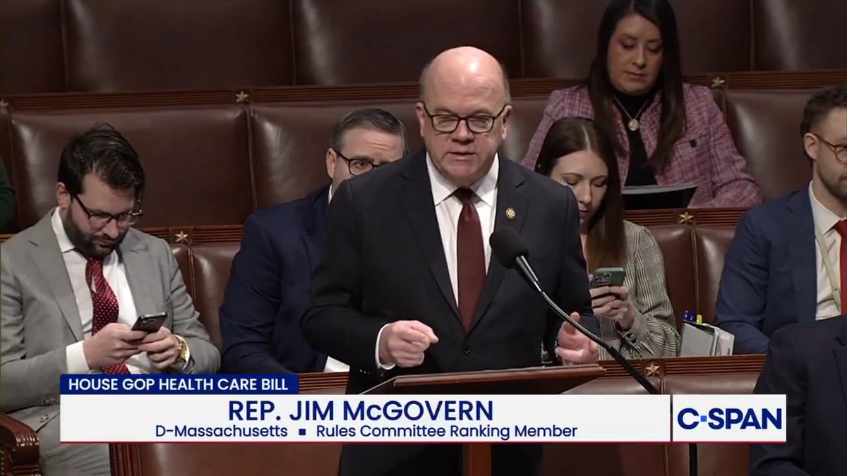 .Rep. Jim McGovern: "This is laughable. It's pathetic...likely one of the very last floor debates of the year and Republicans have decided to use it to eliminate health care for millions of Americans, not by accident but because they simply don't care."