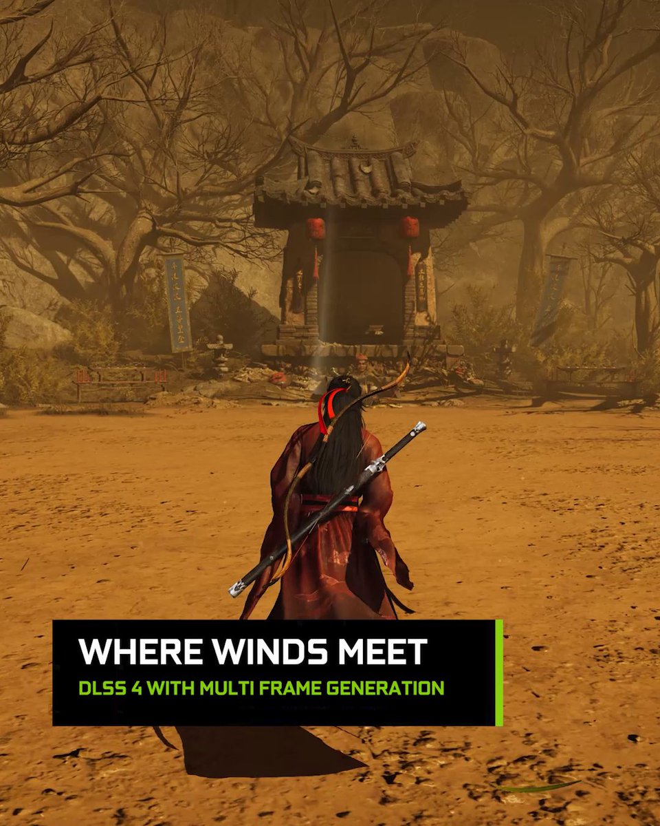 Join the Jianghu with #RTXOn⚔️ Where Winds Meet now features DLSS 4 with Multi Frame Generation. 🎥: Digital Dreams