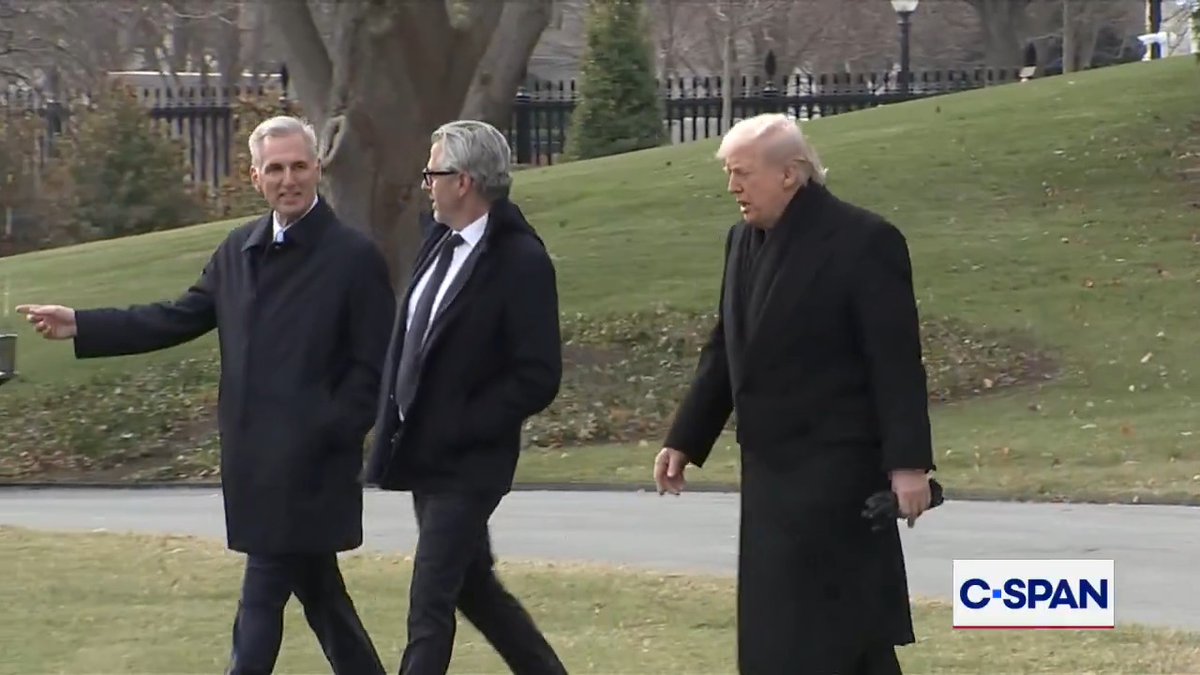 Former House Speaker Kevin McCarthy (R-CA) and President Trump depart the White House for a dignified transfer ceremony in Delaware for the two Iowa National Guardsmen killed in Syria.