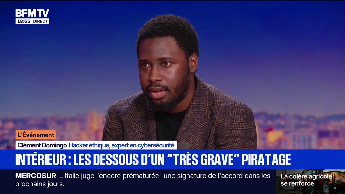 Piratage du ministère de l'Intérieur: "On serait face à des jeunes cybercriminels français" estime Clément Domingo, hacker éthique et expert en cybersécurité
