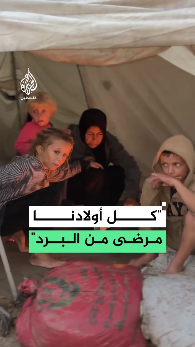 "كل أولادنا مرضى من البرد".. سيدة غزية تبكي بقهر بعد أن فاقم المنخفض الجوي معاناتها داخل خيام النزوح #الجزيرة #فيديو