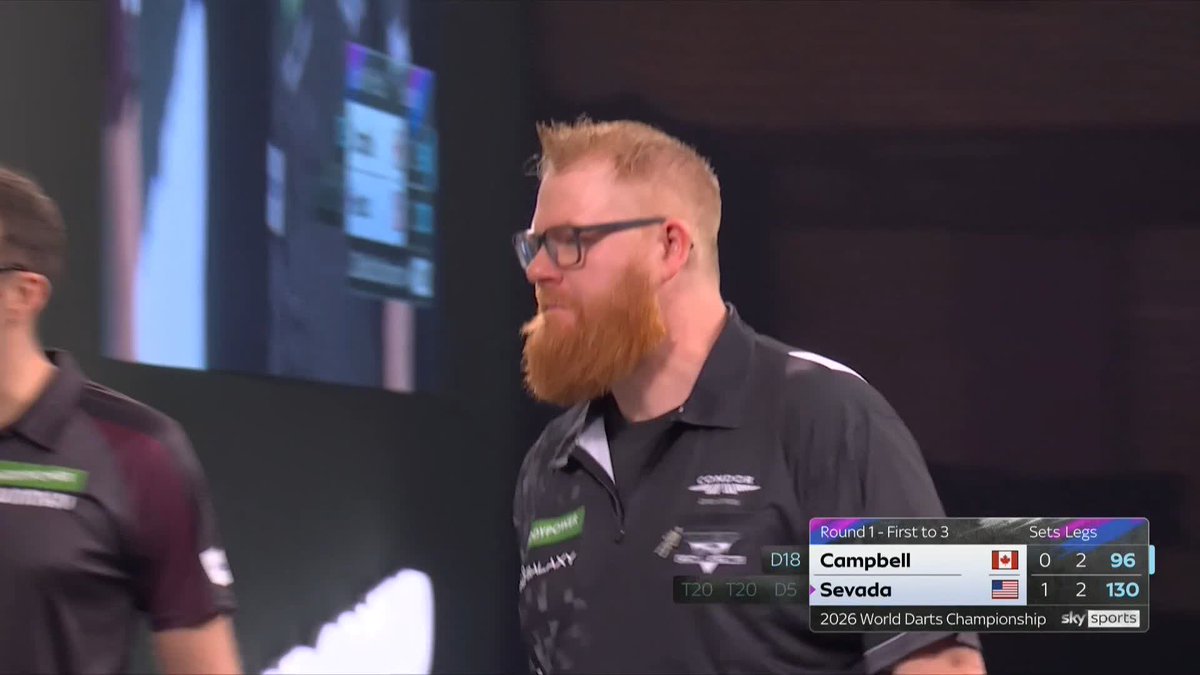CAMPBELL BACK LEVEL! Impressive response from Matt Campbell, who converts a crucial 96 kill to level up at one set apiece against Sevada! 📺 #WCDarts | R1