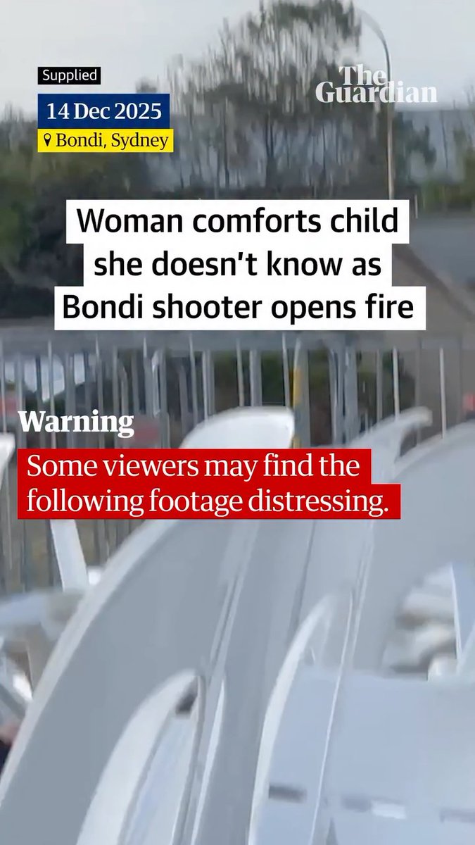 “I got you. I got you. We’re going to stay here and we’re going to be nice and safe.” In the midst of the Bondi Beach Chanukah massacre, a woman comforted a child she didn't know as piercing screams and gunshots echoed in the background. Such a heartbreaking watch 💔