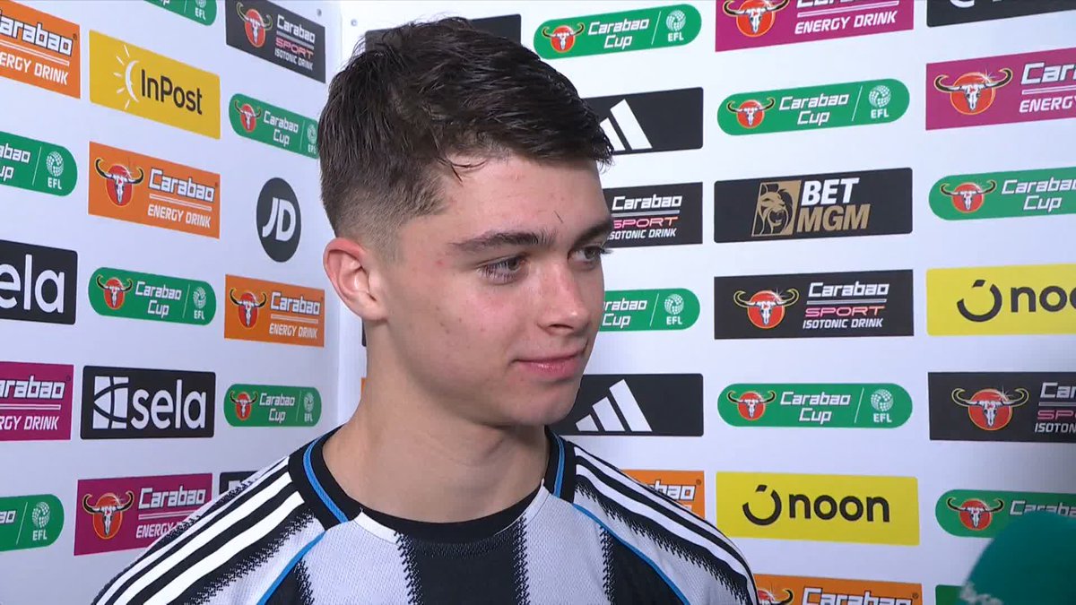 "I was BUZZING!" 🤩 Local boy, local hero - match-winner, Lewis Miley speaks with Gabriel Clarke after Newcastle's win over Fulham #ITVFootball | #CarabaoCup | 🎙️ Gabriel Clarke