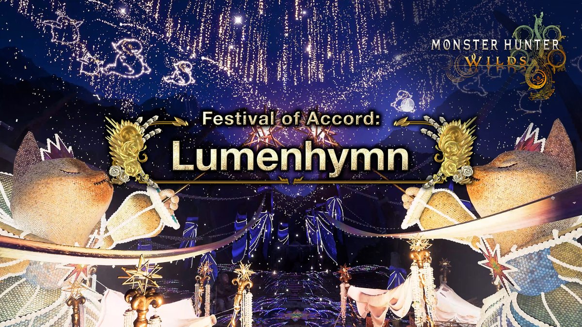 Warm up the winter with the next #MHWilds seasonal event, the Festival of Accord: Lumenhymn! 🎁 Special armor sets &amp; equipment 🦚 New Handler &amp; Smithy outfits 🔫 Nadia as a Support Hunter 💥 Wudwud Barrel Bombs ☁️ Baby Seikret Palico outfits Running Friday, Dec 19 - Jan 14!