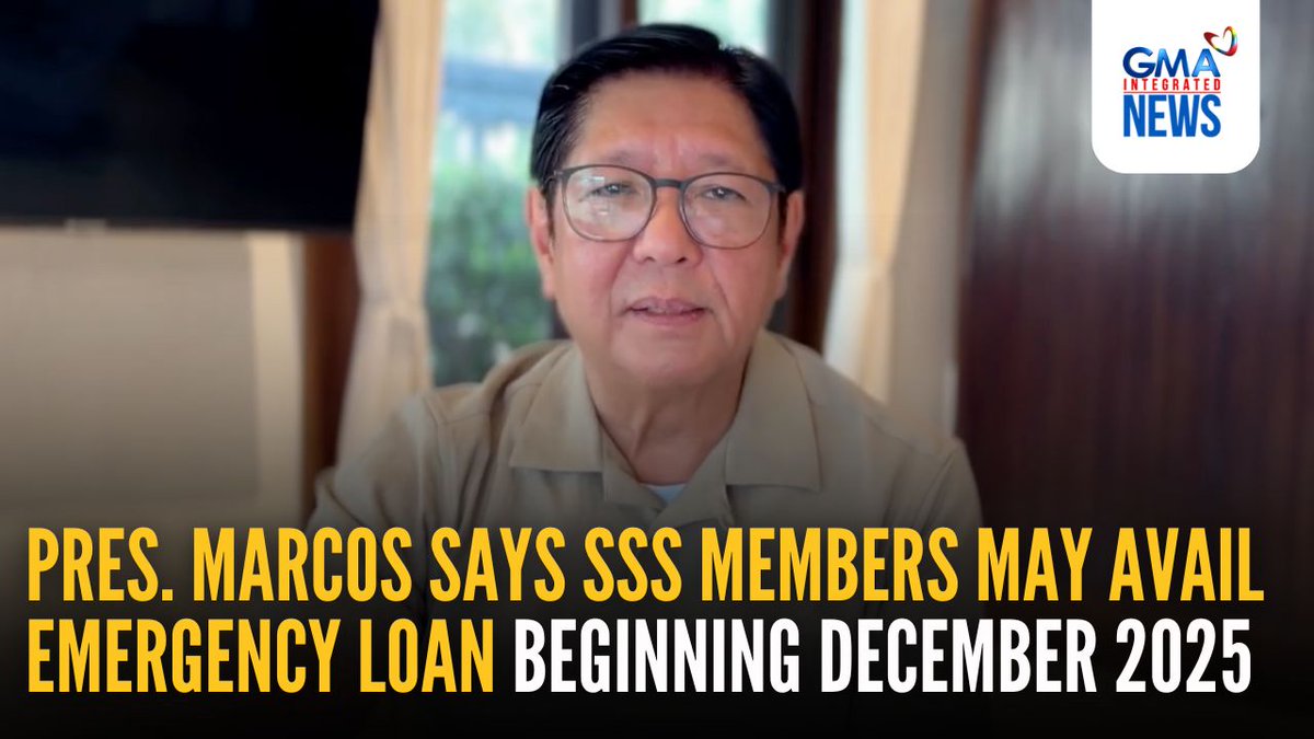 President Ferdinand “Bongbong” Marcos Jr. on Thursday announced that qualified members of the Social Security Systems could avail emergency loan starting this December, with six months moratorium. This as the country was placed under state of national calamity after the Philippines was hit by destructive typhoons. Courtesy: Bongbong Marcos/Facebook Read more: