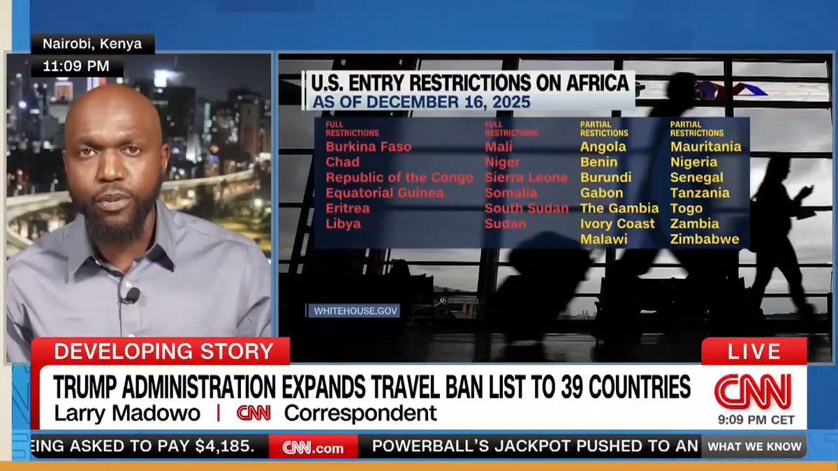 A week after President Trump confirmed calling them "shithole countries," the U.S. added 16 more African nations to its travel ban. 67% of all the countries with travel restrictions are African. America says they overstay visas, have terrorism problems, or reject their deportees