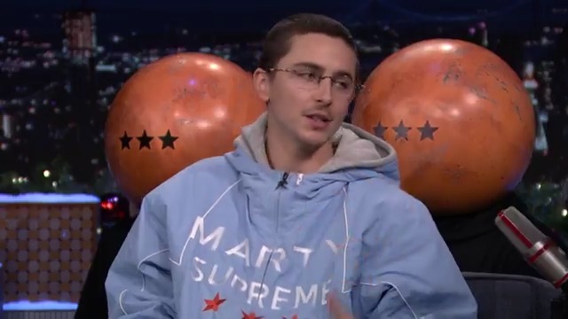 Timothée Chalamet talks about working with the cast of 'MARTY SUPREME' and gives a special shoutout to actress Rachel Senott on 'The Tonight Show'