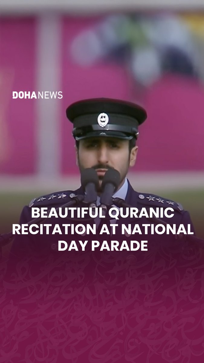 A reflective moment captured at the #NationalDay parade as Captain Jassim Ali Al-Muftah of the #Qatari security forces recited from the Holy #Quran during the opening.
