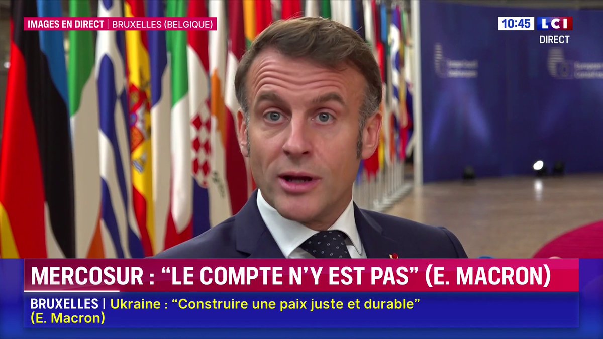 🔴 Mercosur : "On veut de la réciprocité (...) Et il faut des contrôles (...) Le compte n'y est pas pour signer cet accord", Emmanuel Macron