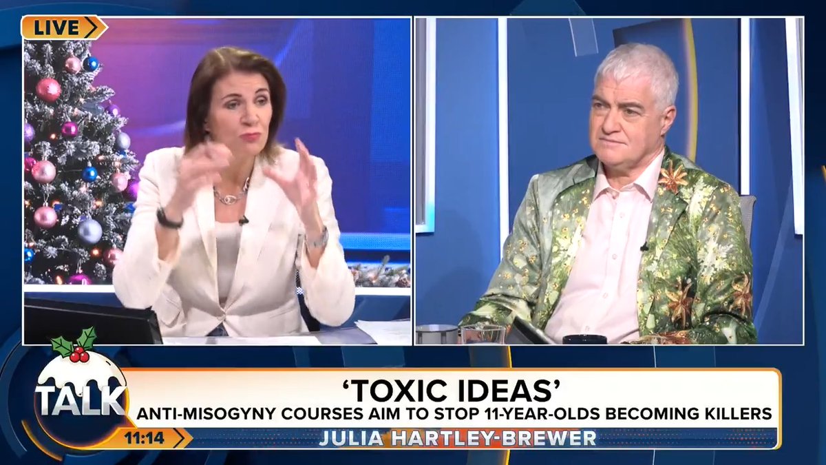 🚨 "When you want someone to tackle a gunman during a massacre on a beach, it's a man who rushes in. If and when we go to war, it'll be men dying at large." "Stop telling boys and young men there is something wrong with them!" Julia Hartley-Brewer