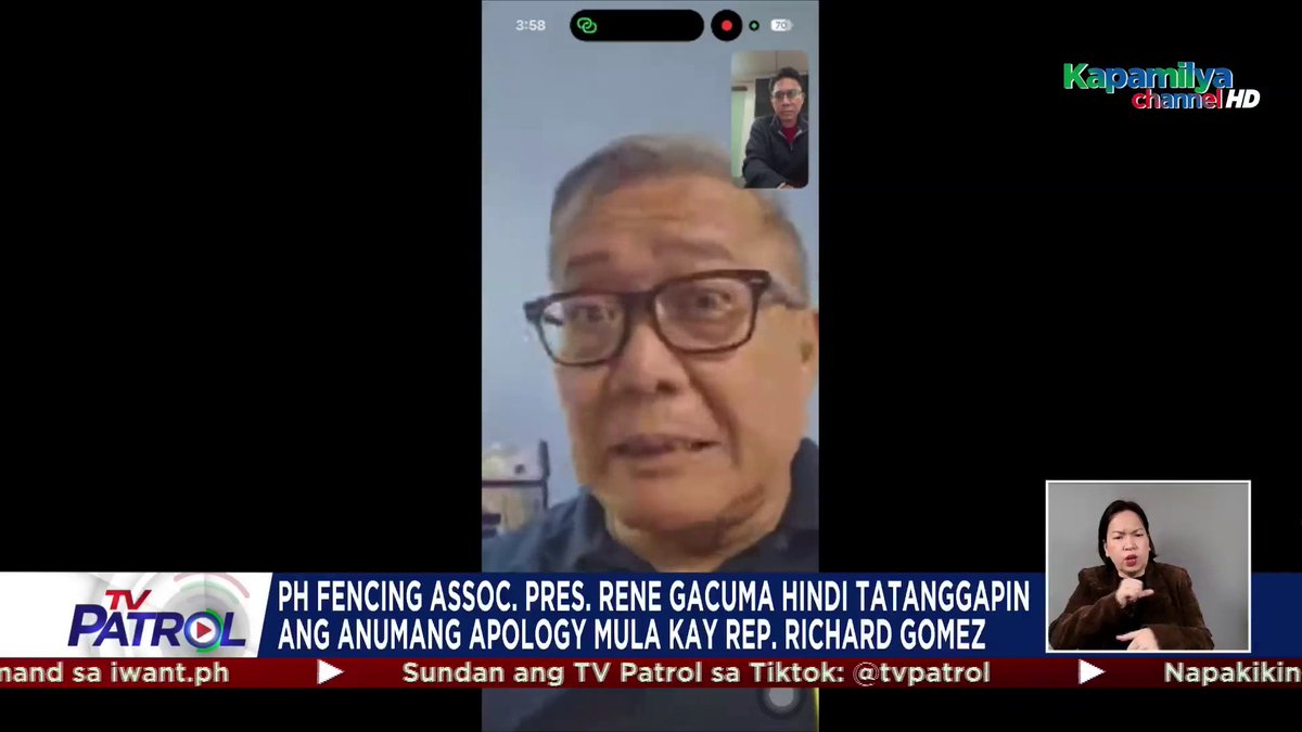 Hindi tatanggapin ni Philippine Fencing Association President Rene Gacuma ang anumang paumanhin mula kay Leyte Representative at PFA Director Richard Gomez. Ito'y matapos siyang batukan ng mambabatas dahil sa desisyon ng mga opisyal ng PFA na palitan ang isang miyembro ng Philippine Fencing Team sa #2025SEAGames.