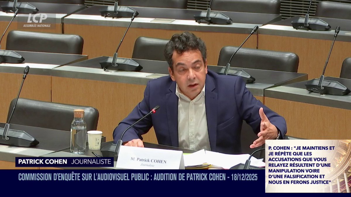 Affaire Legrand-Cohen : "Je suis très étonné, que dans le cadre des pouvoirs qui sont ceux de cette commission d'enquête, la vidéo n'ait pas été réclamée", souligne Patrick Cohen.