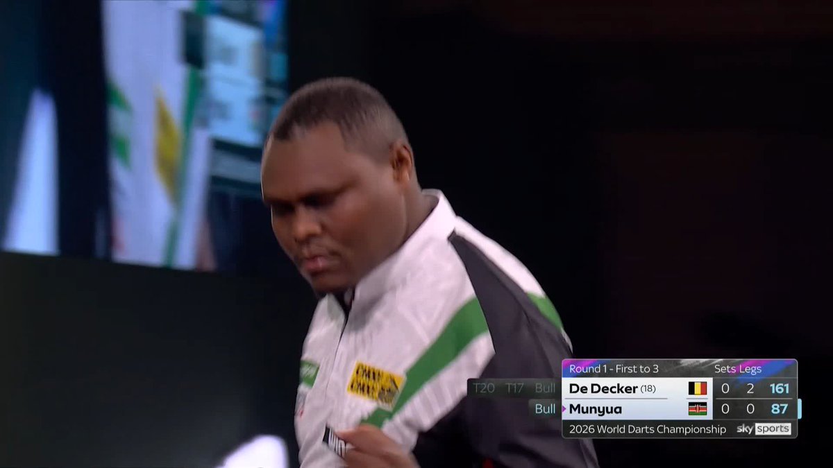 MUNYUA OFF THE MARK! Absolute aura! David Munyua opens his World Championship account with a 12-darter on the bull! 📺 #WCDarts | R1