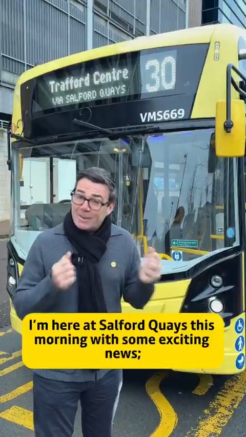 New year, new bus service! 🚌 From 4 January, hop on the brand new all-electric #BeeNetwork 30 service for easy travel between the Trafford Centre, Salford Quays, Ordsall Lane and the city centre. One of a series of improvements we're making to end 2025 on a high. Find out more:
