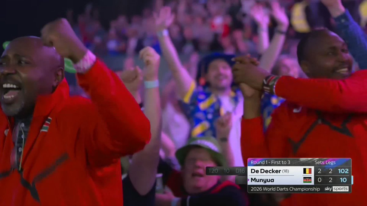MUNYUA STAYS IN IT! David Munyua has a set on his World Championship debut! Despite a miscount, the Kenyan regains his poise to halve the deficit against De Decker! 📺 #WCDarts | R1
