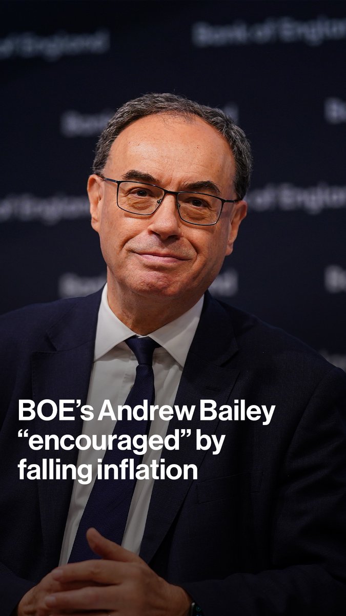 Bank of England Governor Andrew Bailey says he is "very encouraged" by the progress made on inflation, saying it is "actually coming down faster" than expected