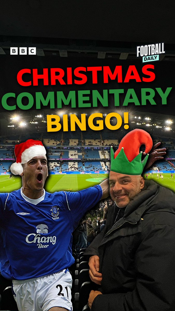 A joyful and triumphant... goal?! 🎄⚽ How many Christmas phrases can Leon Osman get into Manchester City v Brentford? 🤔 And when will Ian Dennis rumble him? 🎧 It's Round Two of Christmas Commentary Bingo... #BBCFootball