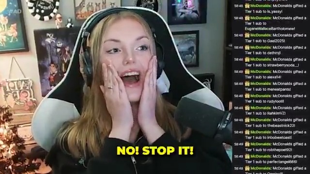 Streamer Ashtrologyy was left speechless after being surprise-raided by Sydeon and gifted subs by McDonald’s | Ad