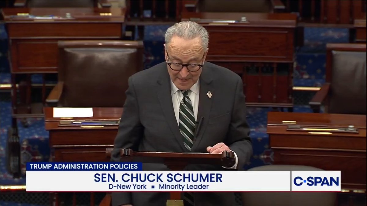 SEN. SCHUMER: "Last night Donald Trump gave a speech about how supposedly great his first year has been. So, of course, his speech was short because there's really not much to say about how great Trump has been."