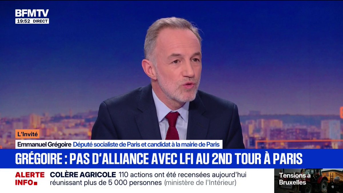 "Voter pour LFI, c'est voter pour Rachid Dati", estime Emmanuel Grégoire, candidat à la marie de Paris