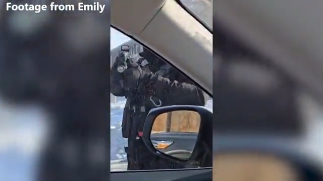 🚨"He was shaking!" ICE watcher tells our JT Cestkowski about ICE agent pointing a gun at her...for legally following them. "The vehicle came with no lights on the wrong side of the road driving toward us & blocked us in." 8 agents swarmed her near Minneapolis. FULL VIDEO ⬇️