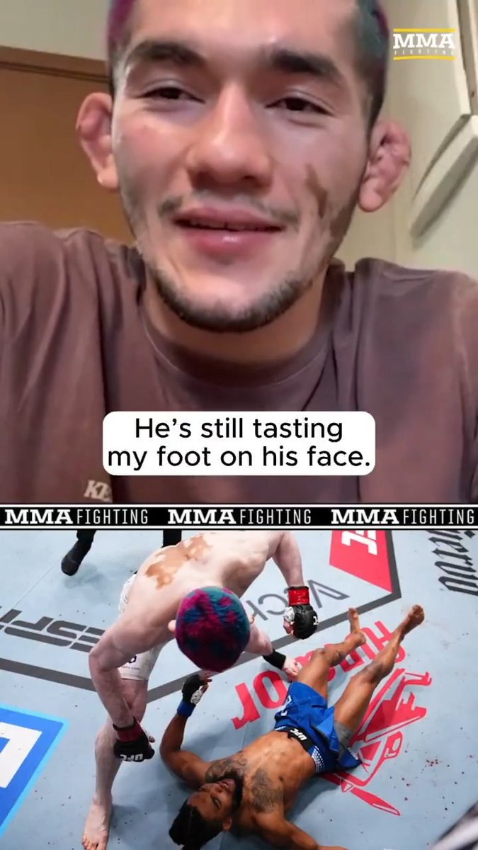 Melquizael Costa saw his head kick stoppage coming from a mile away, and explains why he didn't follow up. ‘His soul was already out of his body.' (Via Guilherme Cruz)