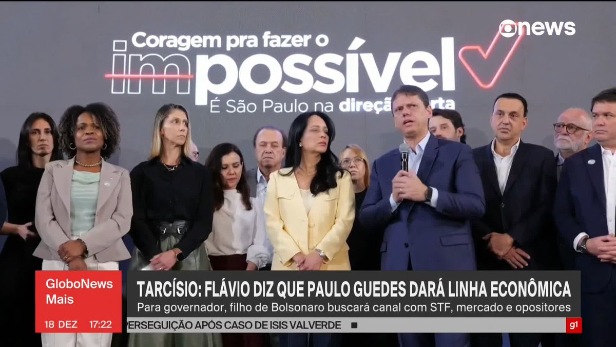 Tarcísio de Freitas reafirma o apoio à pré-candidatura de Flávio e diz que filho do ex-presidente Bolsonaro pretende seguir a linha econômica de Paulo Guedes. #GloboNewsMais ➡ Assista à #GloboNews: