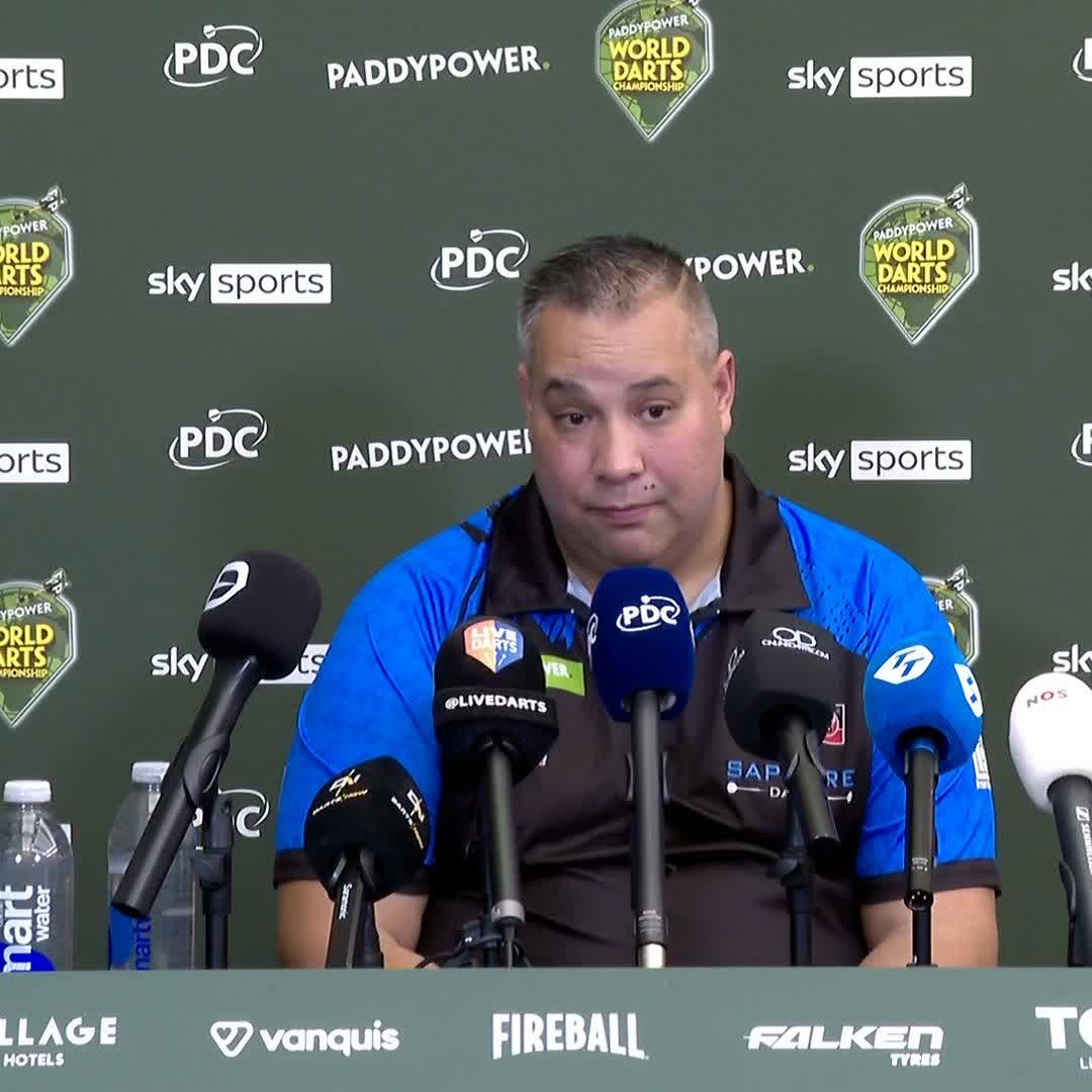 🗣️ "I have to play better than I did today." Jermaine Wattimena looks ahead to a fascinating tie against Scott Williams, after coming through a deciding-set marathon against Dominik Gruellich! #WCDarts