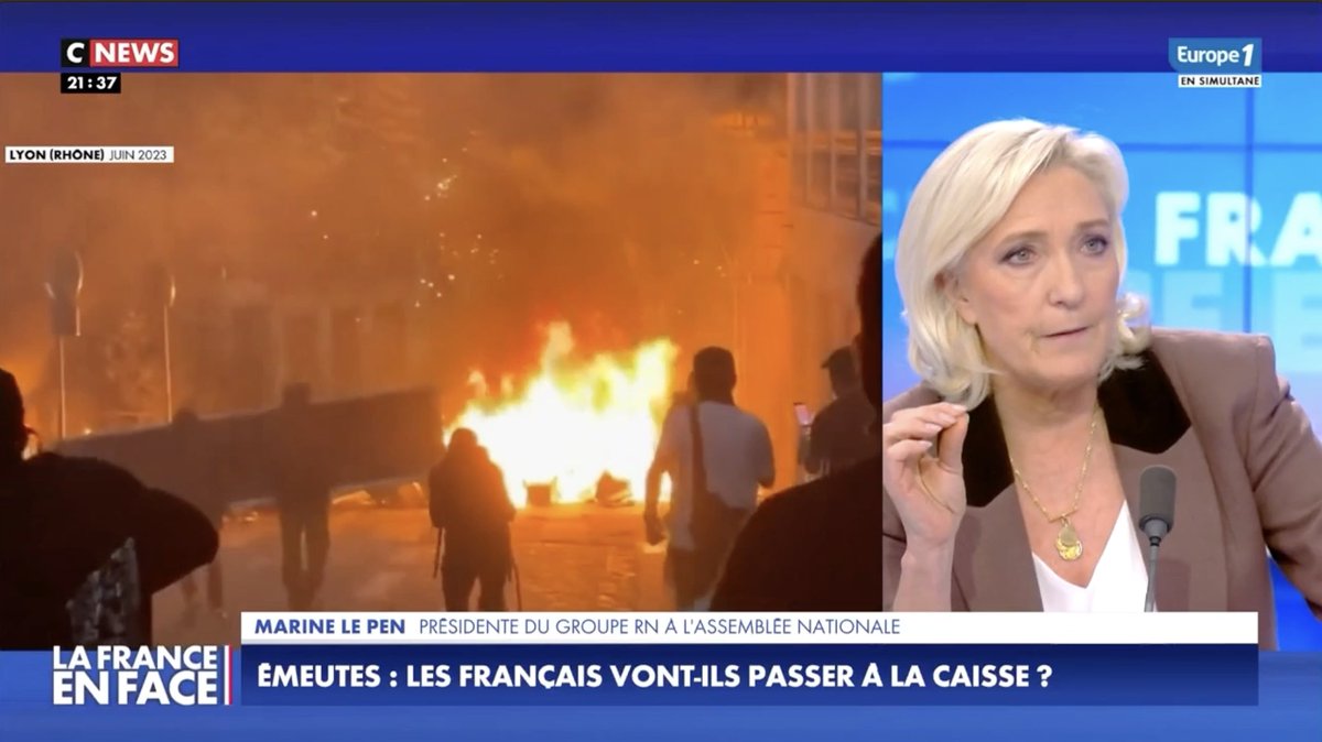 Ceux qui commettent des dégradations doivent être condamnés, s’il le faut à vie, à payer le coût de ce qu’ils ont détruit. Ce n’est pas aux Français de payer, ni par une surprime sur les assurances, ni par les impôts locaux.