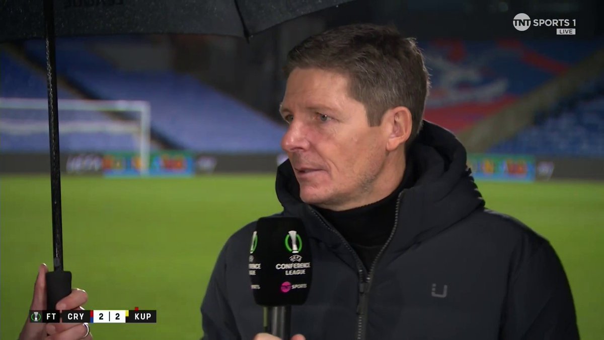 "I was really pleased with the performance of the players today" 🙌 Oliver Glasner reflects on Crystal Palace's 2-2 draw with KuPS as they qualified for the Conference League play-offs... 🎙️ Jules Breach | Joleon Lescott 📺 TNT Sports & discovery+ UK