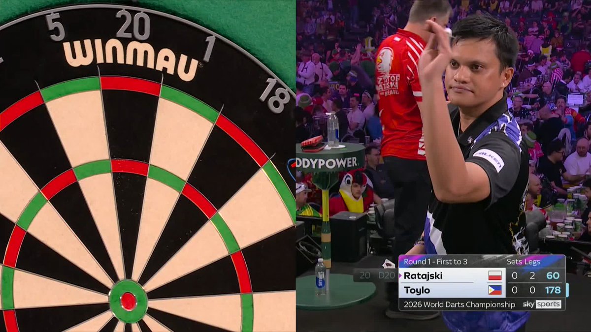 RATAJSKI WRAPS UP SET ONE! Business-like start from Krzysztof Ratajski, who wins three consecutive legs to secure the opening set against Alexis Toylo! 📺 #WCDarts | R1