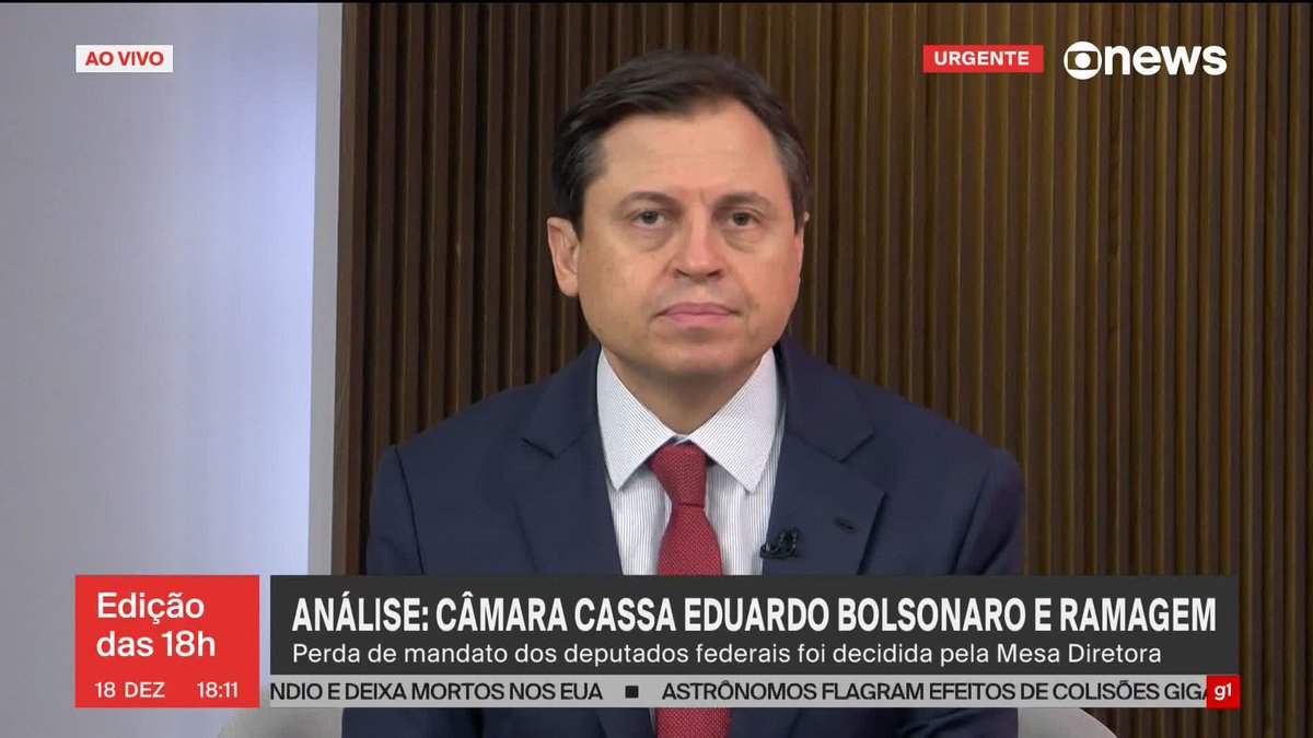 Camarotti: cassação dos mandatos de Eduardo Bolsonaro e Ramagem "tira o problema da mesa de Hugo Motta, pressionado pelo PL para levar votação ao plenário". ➡Assista à #GloboNews: #Edição18