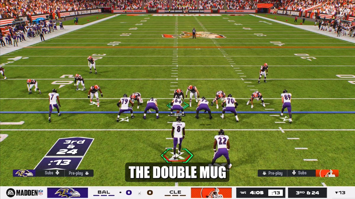 Dbl Mug secretly has the BEST shotgun run defense in Madden 26 🔒🏃‍♂️ Setup: 1️⃣ Grab the strong side ILB opposite the HB 2️⃣ Hover over the center This leaves the HB-side LB untargeted, letting him come in clean and shut the run down in the backfield before it even develops. 🎥 Full breakdown in the video! Bookmark this and follow Swolosimo for more Madden tips!