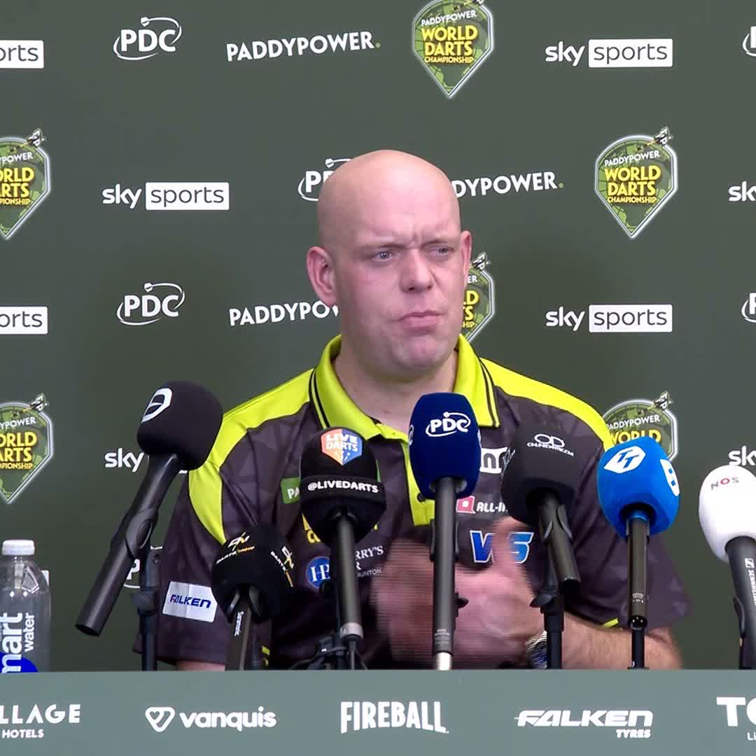 🗣️ "I wasn't really myself. I was too pumped up!" Michael van Gerwen provides a honest assessment of his display after battling past Japan's Mitsuhiko Tatsunami in round one! #WCDarts
