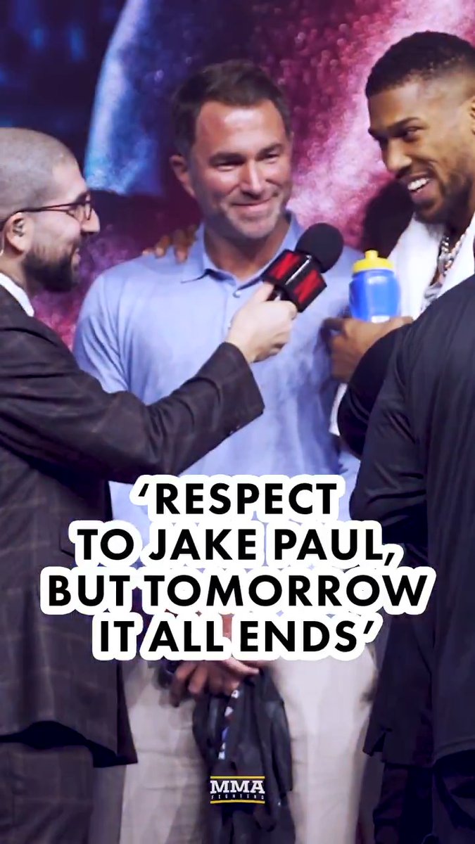 Anthony Joshua and Eddie Hearn send a final chilling message to Jake Paul in Miami: "He helped Jake have his pro debut, and he's brought me in to end Jake Paul's boxing career. … Tomorrow it all ends."